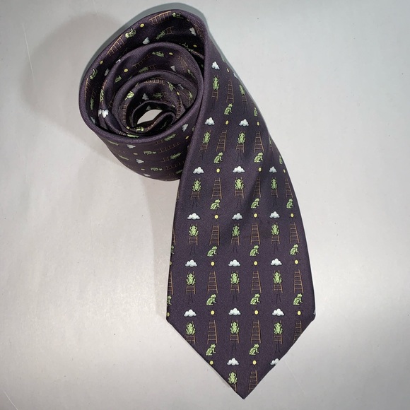 Hermes Other - auth HERMÈS #7860 silk twill FROG/ladder/cloud TIE